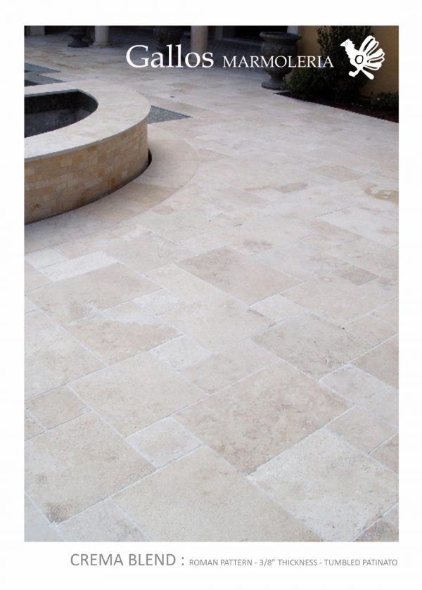 Crema Blend Roman Pattern Tumbled Patinato- Exterior (Large)