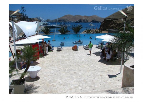 Pompeya Cuzco Pattern Crema Blend Tumbled – obra_piso_poseidon (11) Exterior Pool