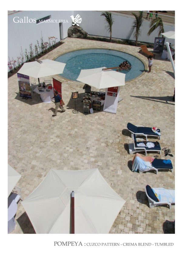 Pompeya Cuzco Pattern Crema Blend Tumbled – obra_piso_poseidon (18) Exterior pool